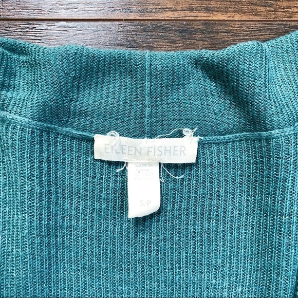 Eileen Fisher • Slouchy Cardigan sweater open teal Tencel silk organic cotton - Picture 4 of 9